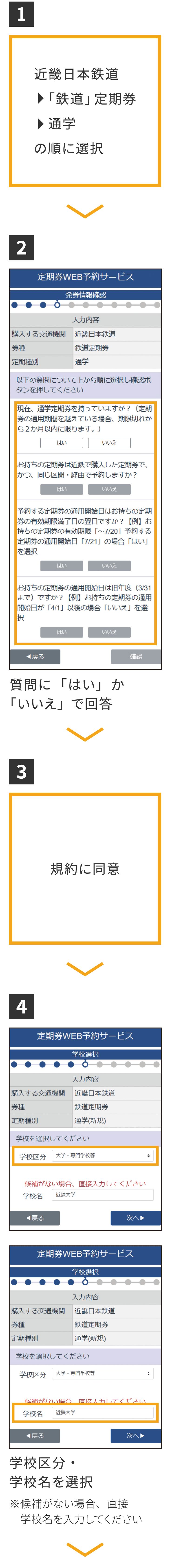 通學定期券（継続）のご利用手順[予約]