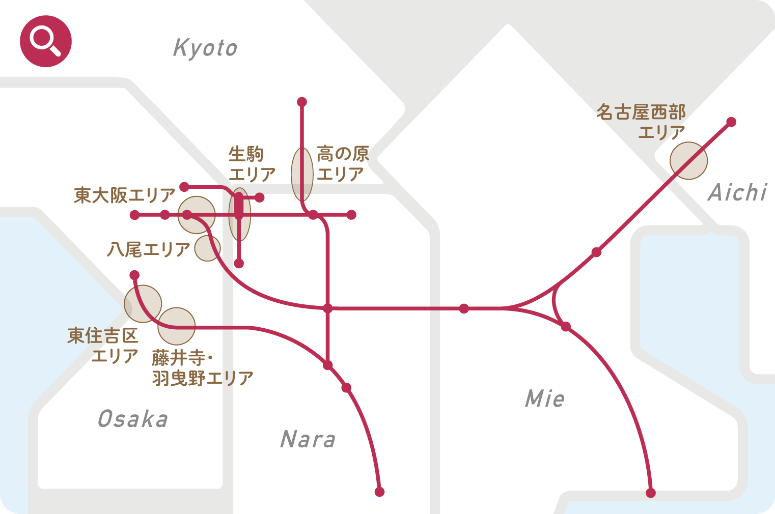 近畿日本鉄道のエリアマップ