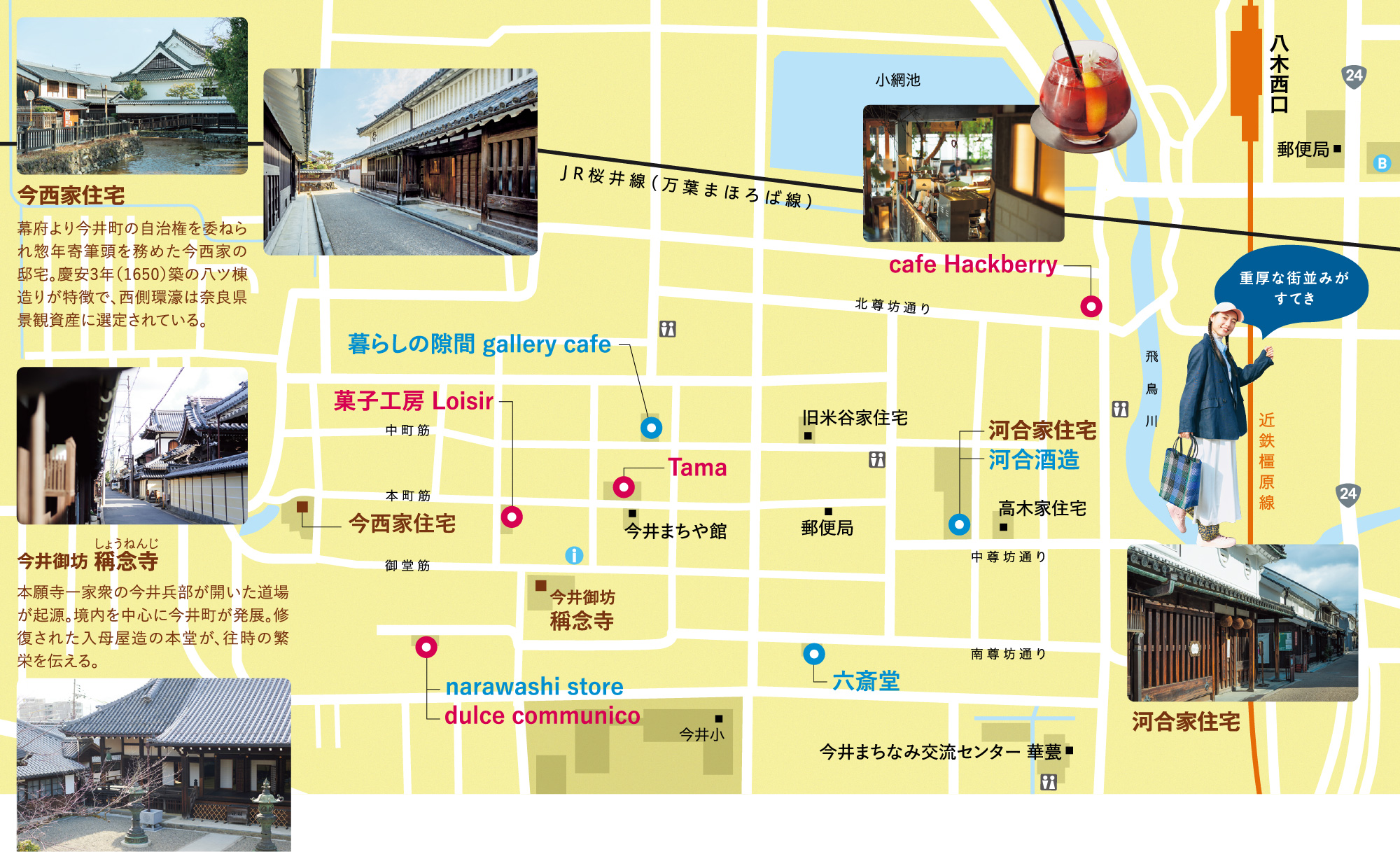 施設名などの情報が載った今井町エリアの地図畫像
