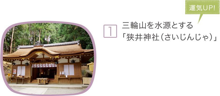 1.三輪山を水源とする「狹井神社（さいじんじゃ）」
